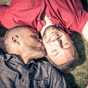 Gay Couple Lying in Grass - rapid ejaculation
